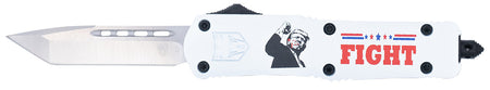 CobraTec FS-3 Trump 2024 OTF Tanto D2 Blade with White Cerakoted Trump Fight 2024 Aluminum Handle