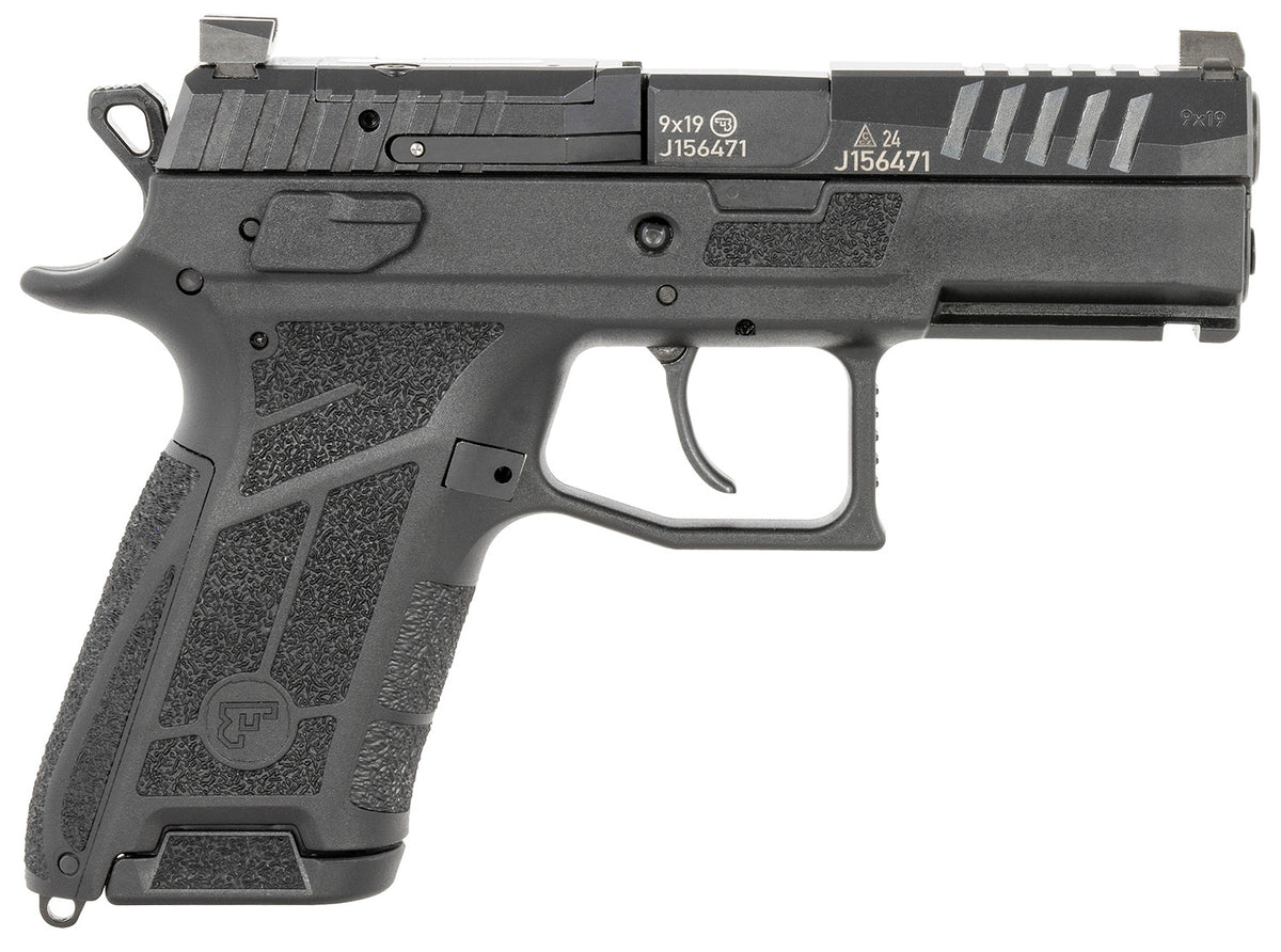 CZ-USA 91660 P-09 C Nocturne Compact 9mm Luger 15+1 3.74" Black Steel Barrel, Black Optic Cut/Serrated Steel Slide, Black Polymer Frame w/Picatinny Rail, Textured Grip