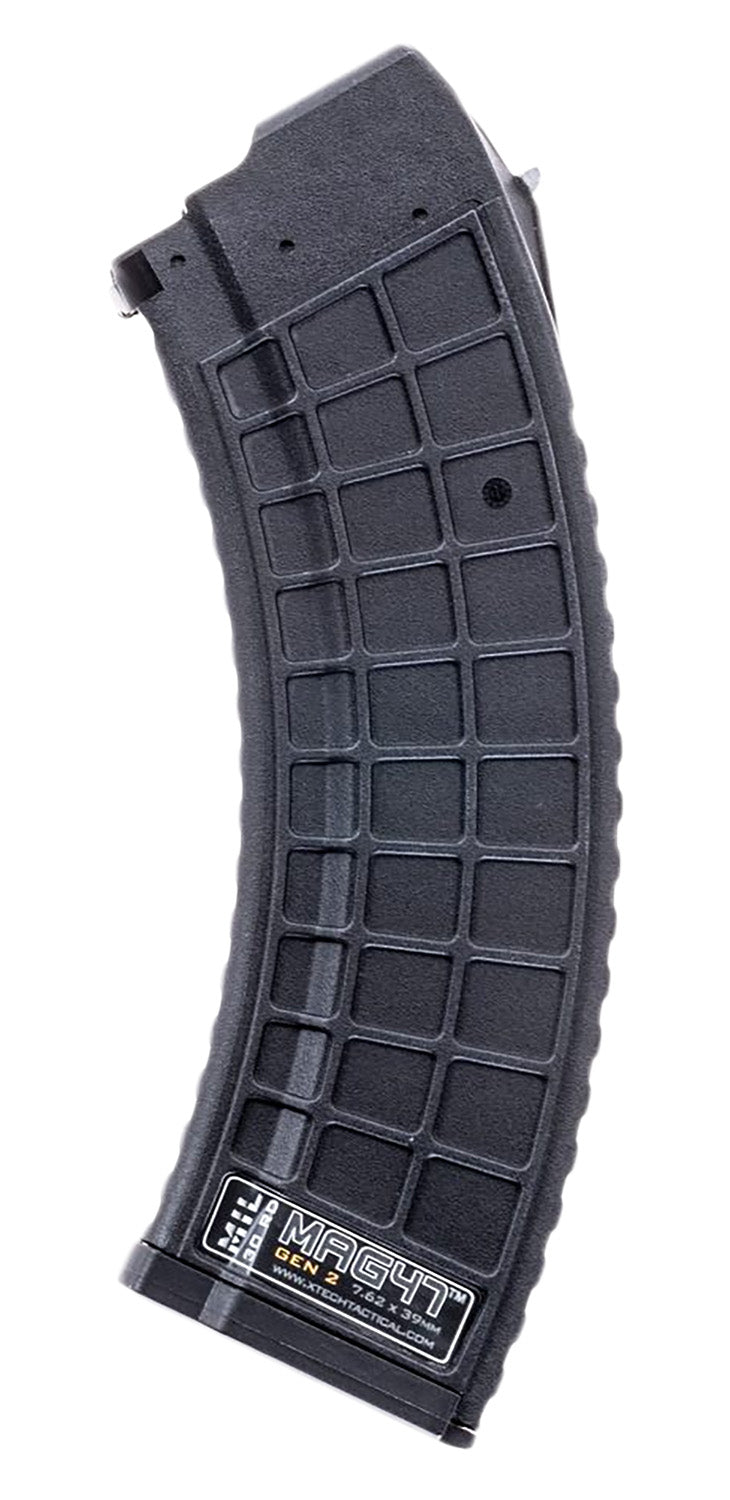 Xtech Tactical XTT1152BLKMIL 30rd 7.62x39 Gen2 Military Waffle AK-47 Rifle Magazine Black Stainless