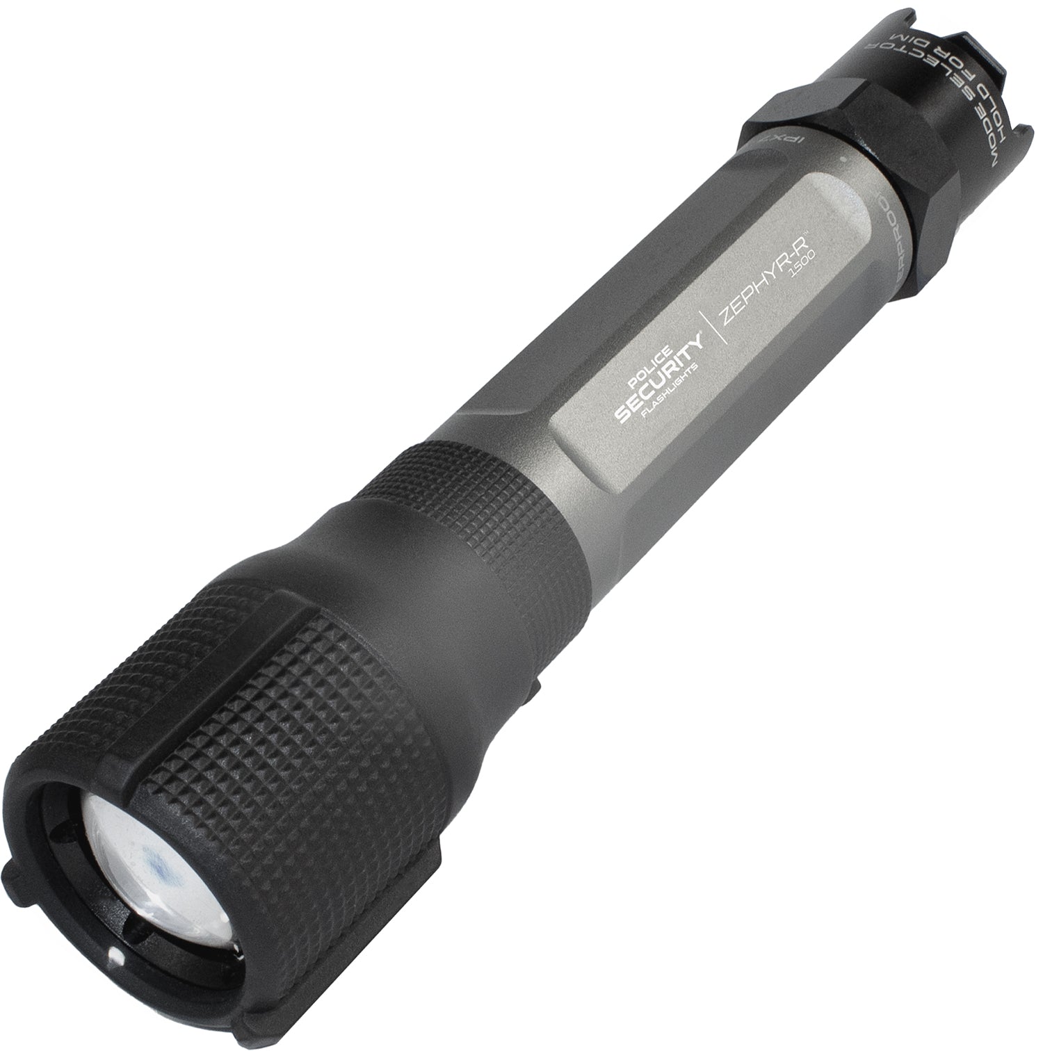 Police Security Zephyr-R Gray 1500 Lumens IPX7 Waterproof Rechargeable Flashlight