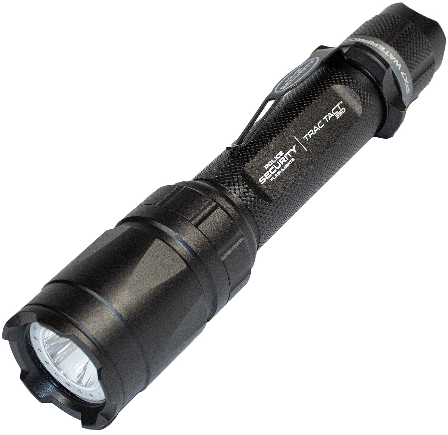 Police Security Trac Tact Black 350 Lumens IPX7 Waterproof Tactical Flashlight