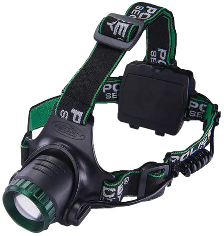 Police Security Blackout-R Black 1000 Lumens Slide Focus Rechargeable Headlamp