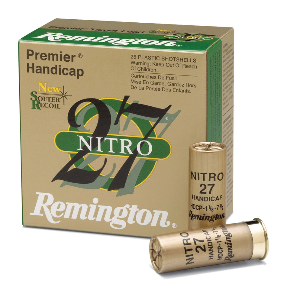 Remington 12 Gauge Shotgun Ammo Premier Nitro 27 Gold Handicap 2.75 in 1 oz #7.5