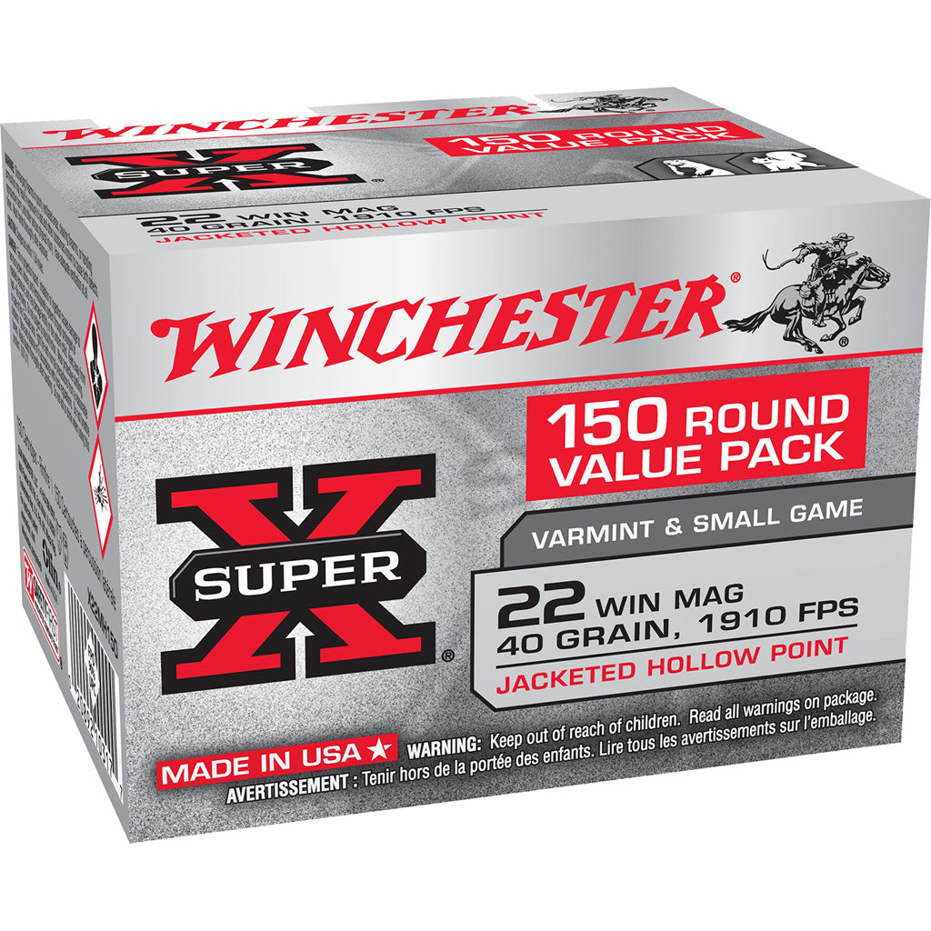 Winchester Super X Jacketed Hollow Point 40 Grain .22 WMR 1910 fps 020892103177