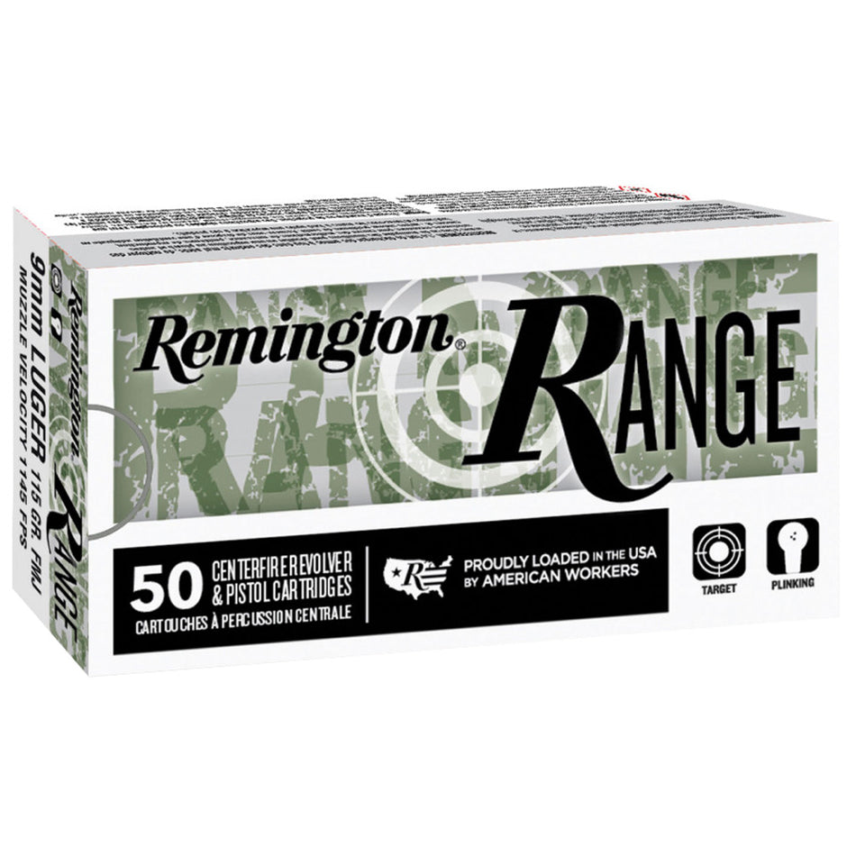 Remington Range 9mm Luger 115gr FMJ Ammunition