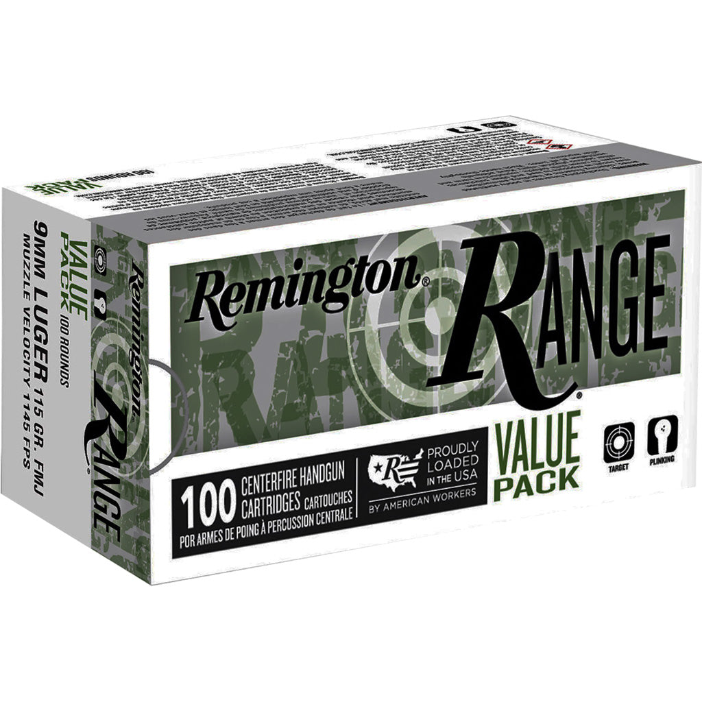 Remington 9mm Luger / Parabellum Range Value Pack 115 grain Full Metal Jacket ammunition
