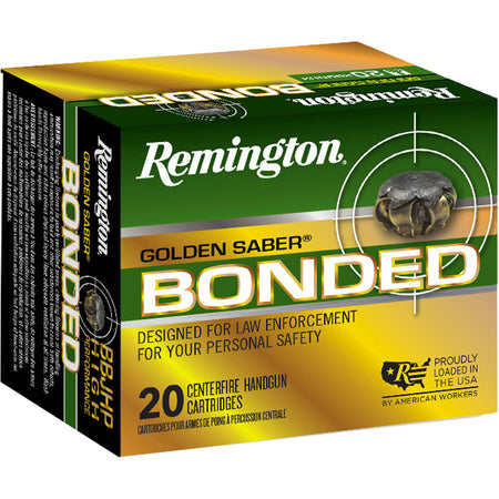 Remington Golden Saber Bonded Brass Jacketed Hollow Point 147 Grain 9mm Luger/Parabellum 990 fps 047700494609