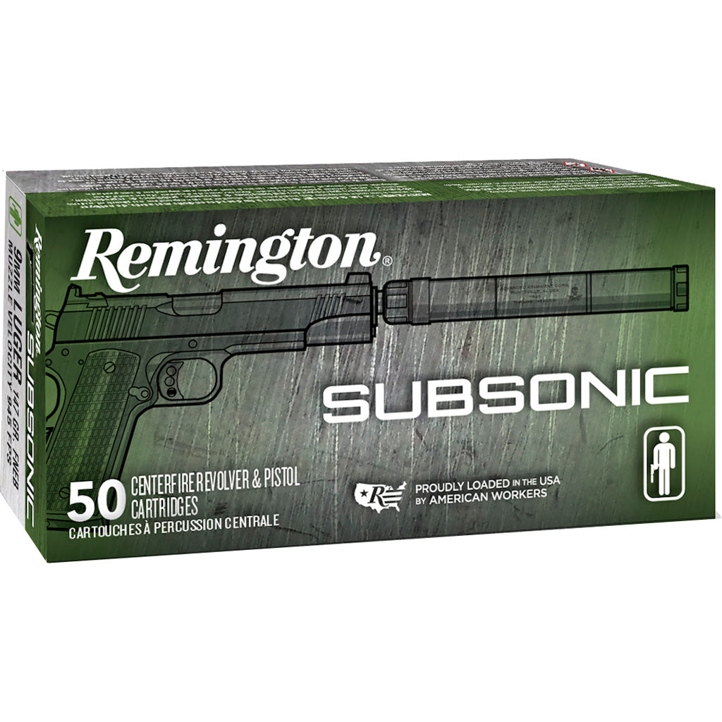 Remington 9mm Luger / Parabellum Subsonic 147 grain Flat Nose Enclosed Base ammunition