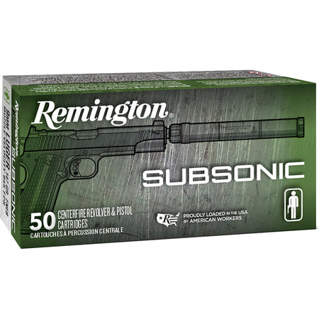 Remington 9mm Luger / Parabellum Subsonic 147 grain Flat Nose Enclosed Base ammunition
