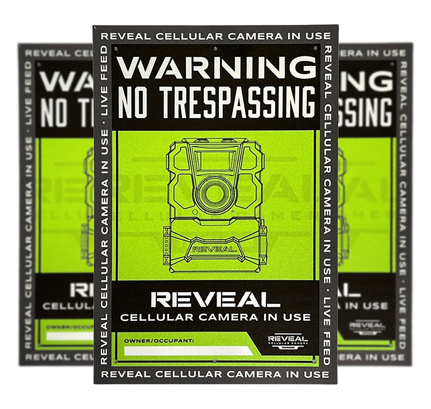 Tactacam Reveal S1 Trail Camera No Trespassing Property Warning Sign Durable Plastic