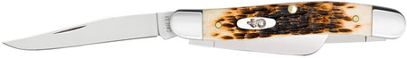 Case 00042 Stockman Medium Folding Knife with Tru-Sharp SS Blades and Jigged Amber Bone Handle