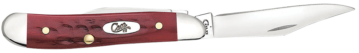 Case 00781 Peanut Medium Folding Knife with Tru-Sharp SS Clip & Pen Blades, Jigged Old Red Bone Handle