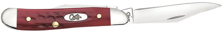 Case 00781 Peanut Medium Folding Knife with Tru-Sharp SS Clip & Pen Blades, Jigged Old Red Bone Handle