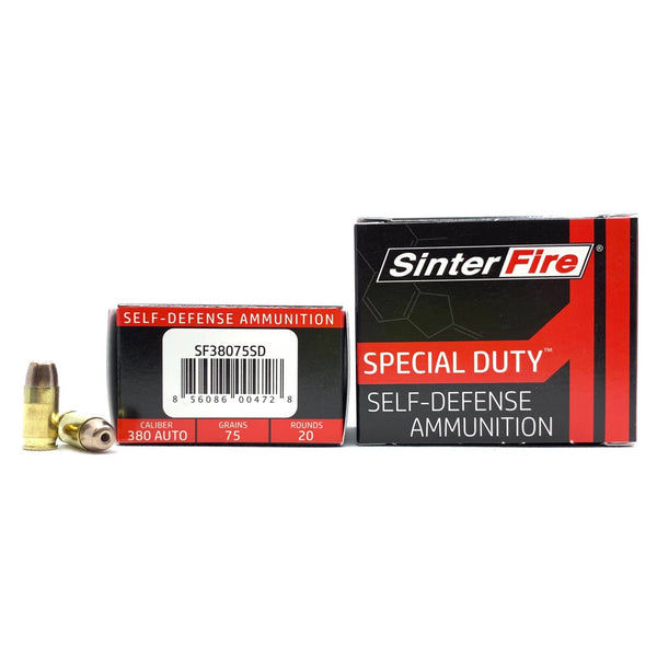 SinterFire Special Duty (SD) Lead Free Frangible Hollow Point 75 Grain .380 ACP/Auto  856086004728