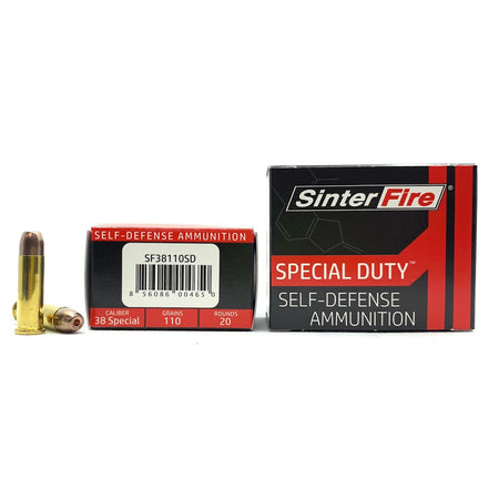 SinterFire .38 Special Special Duty (SD) 110 grain Lead Free Frangible Hollow Point ammunition