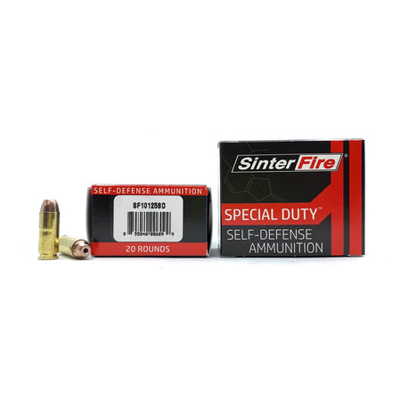 SinterFire 10mm Auto Special Duty (SD) 125 grain Lead Free Frangible Hollow Point ammunition