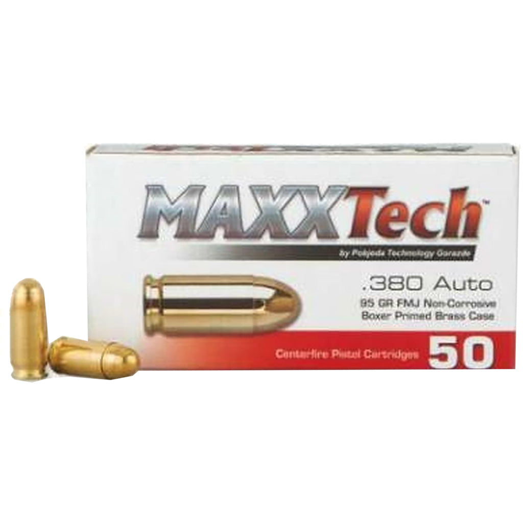 MaxxTech .380 ACP/Auto  95 grain Full Metal Jacket ammunition