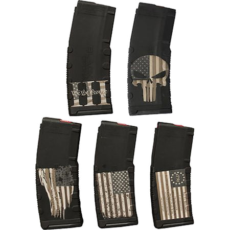Black Rain Ordnance 5-Pack AR15 30 Round American Themed Laser Magazines Package 1