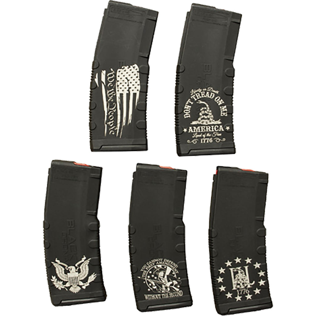 Black Rain Ordnance 5-Pack AR15 30 Round American Themed Laser Magazines Package 2