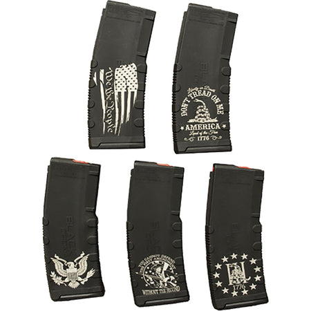 Black Rain Ordnance 5-Pack AR15 30 Round American Themed Laser Magazines Package 2