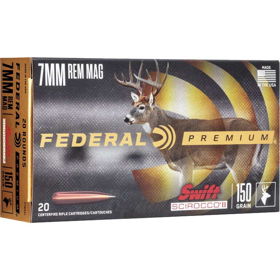 Federal Premium Swift Scirocco II 150 Grain 7mm Remington Mag 3050 fps 604544656107