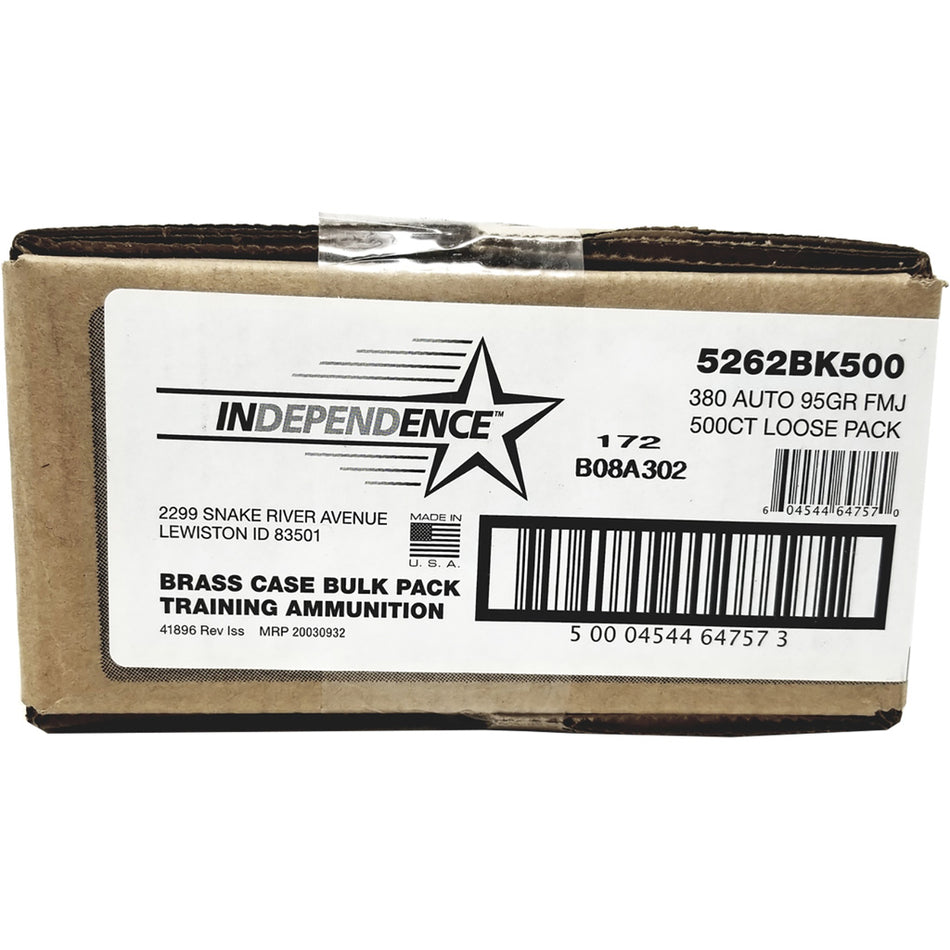 Independence .380 ACP/Auto Brass 95 grain Full Metal Jacket ammunition