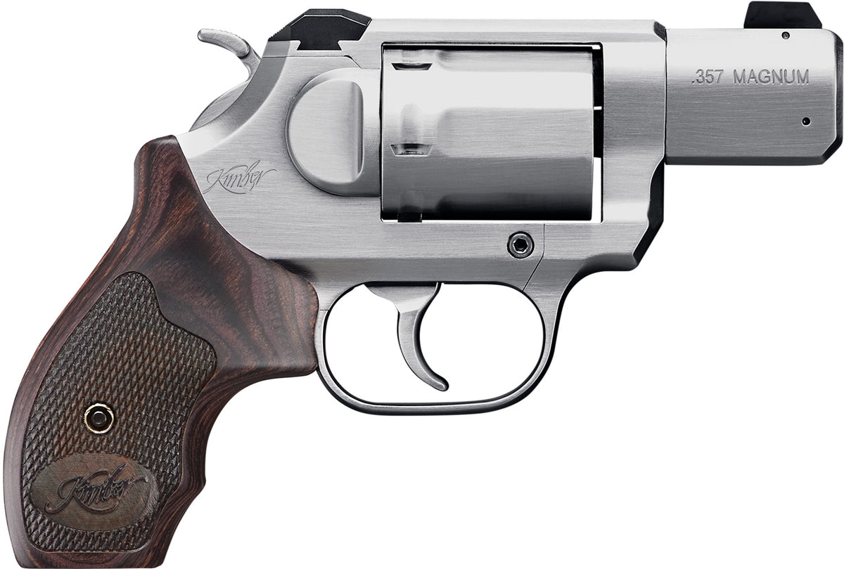Kimber Mfg, Inc 3400021 K6S DA/SA 357 Mag 6 Shot 2" Brushed Stainless Steel Barrel & Cylinder, Brushed Stainless Steel Frame, Diamond Checkering Grip, Exposed Hammer