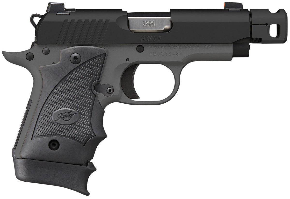 Kimber Mfg.,inc 3300246 Micro 9 MC TP 9mm 7+1 3.65" KimPro Black Stainless Steel Slide KimPro Gray Black Hogue Rubber Wraparound Grip