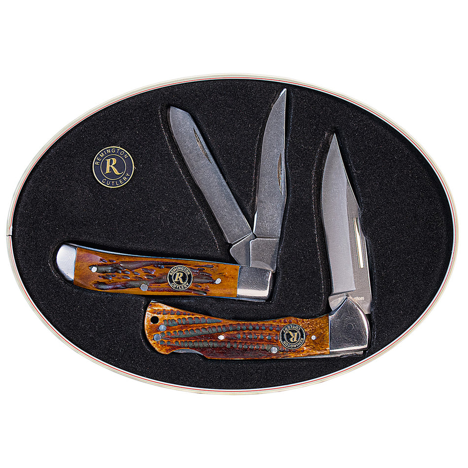 Remington Collector Tin Gift Set with Trapper Knife and Lockback Knife