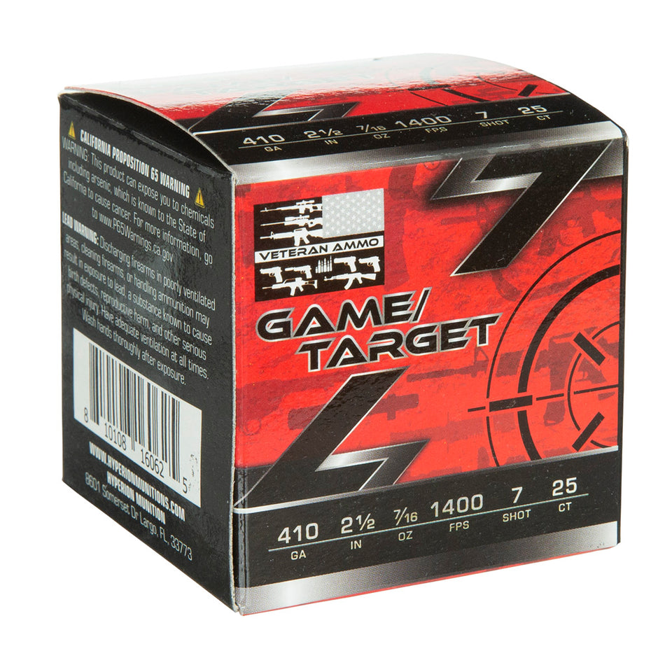 Veteran Ammo .410 Bore Shotgun Ammo Game & Target 2.5 in 7/16 oz #7