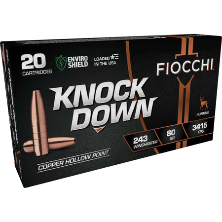 Fiocchi Knock Down Enviro Shield Hollow Point 80 Grain .243 Winchester 3415 fps 762344712994