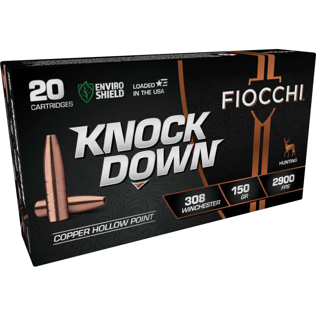 Fiocchi Knock Down Enviro Shield Hollow Point 150 Grain .308 Win / 7.62x51mm 2900 fps 762344712895