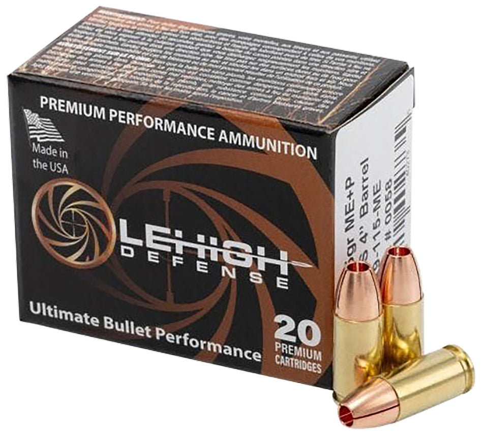 Lehigh Defense 9mm Luger / Parabellum  115 grain Solid Hollow Point ammunition