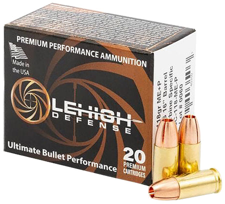 Lehigh Defense 9mm Luger / Parabellum  118 grain Solid Hollow Point ammunition