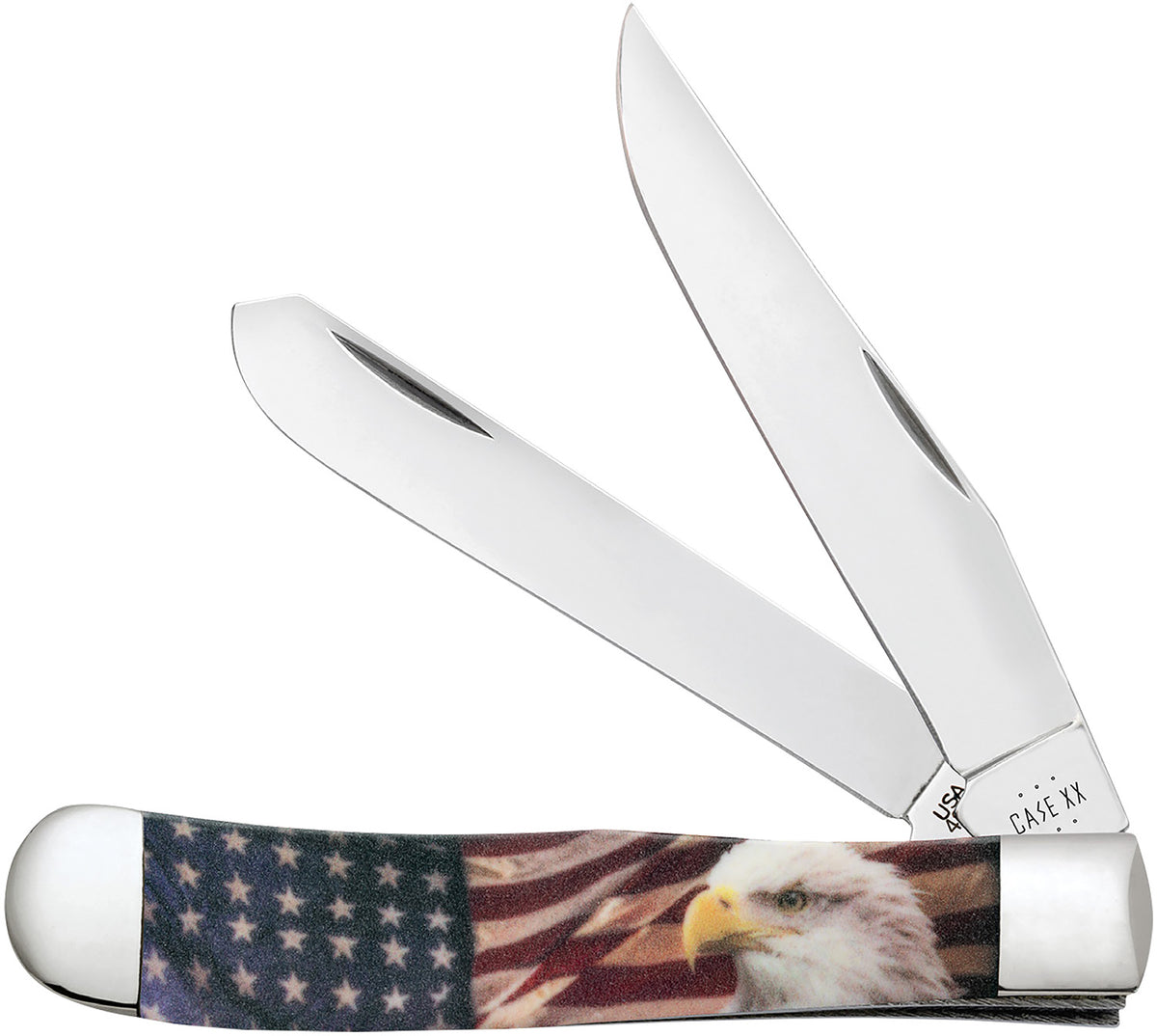 Case 10647 Trapper Patriot Folding Knife with Tru-Sharp SS Blades and American Flag Smooth Synthetic Handle