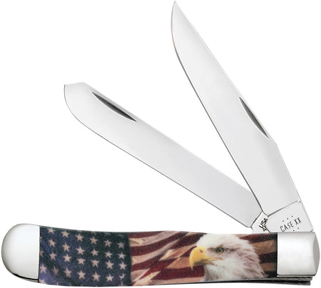 Case 10647 Trapper Patriot Folding Knife with Tru-Sharp SS Blades and American Flag Smooth Synthetic Handle