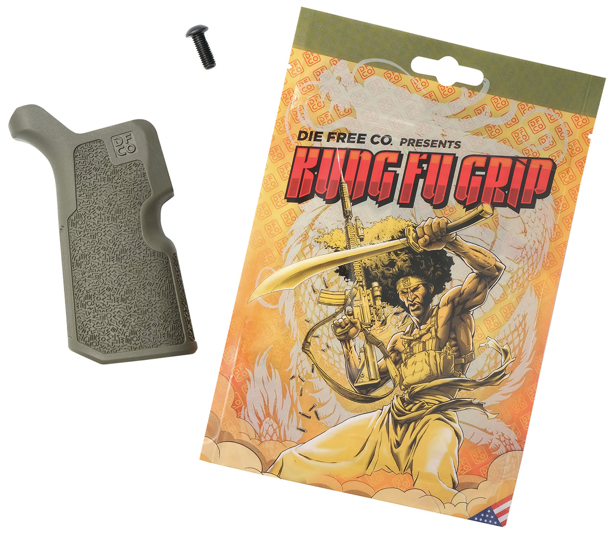 Die Free Co KFGODG Olive Drab Kung Fu Grip Nylon for AR-15/M4/AR-10/SR25
