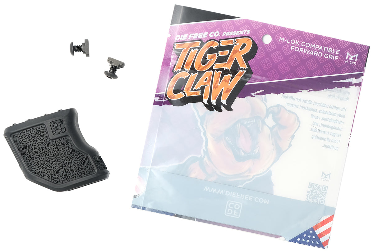 Die Free Co TCMLOKBLK Black Nylon Tiger Claw Fore Grip for M-Lok Handguards