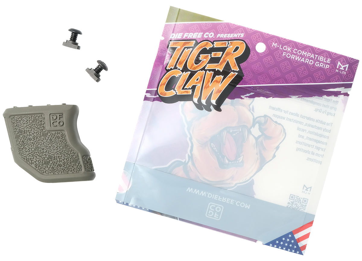 Die Free Co TCMLOKODG Olive Drab Nylon Tiger Claw Fore Grip for M-Lok