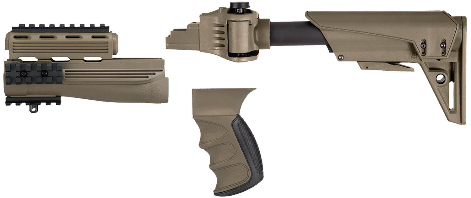 ATI Outdoors AK-47 S-Force GEN2 FDE Six-Position Folding Stock with Pistol Grip and Picatinny Rails