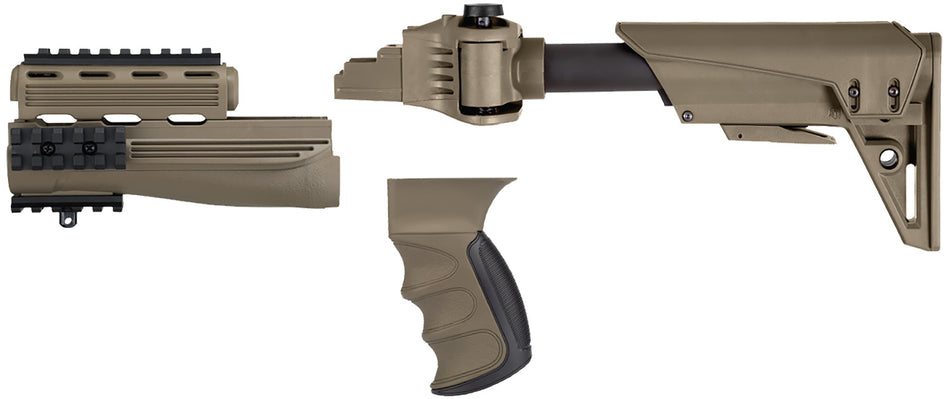 ATI Outdoors AK-47 S-Force GEN2 FDE Six-Position Folding Stock with Pistol Grip and Picatinny Rails