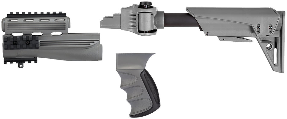 ATI Outdoors S-Force Six-Position Folding Gray Polymer Stock with Pistol Grip and Cheekrest for AK-47