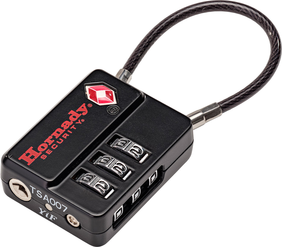 Hornady 96023 Micro TSA Cable Lock Aluminum Black 3-Digit Combo