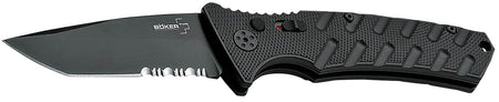 Boker Plus 01BO458 Strike Tanto 3.35" Serrated Black D2 Blade Milled Aluminum Scales