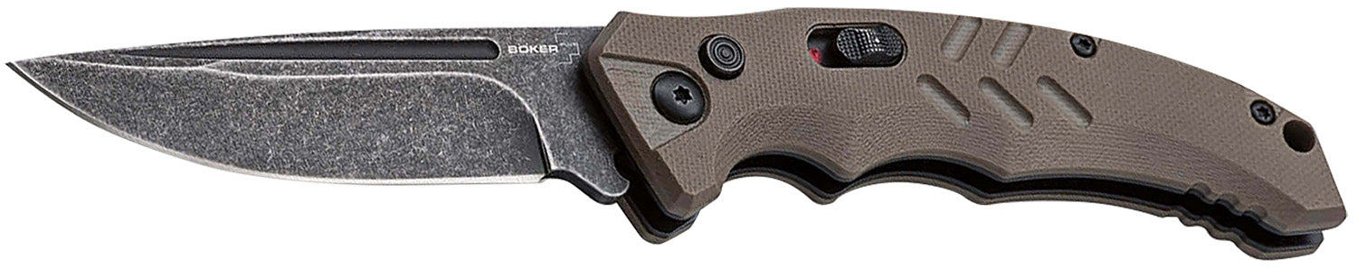 Boker Plus 01BO483 Intention II Auto Pocket Knife Drop Point Stonewash D2 Brown G10