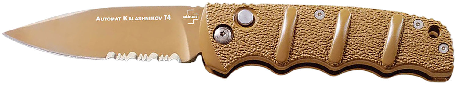 Boker Plus Kalashnikov 01KALS103 3.35" Spear Point D2 Desert Finish Blade Aluminum Handle Pocket Knife