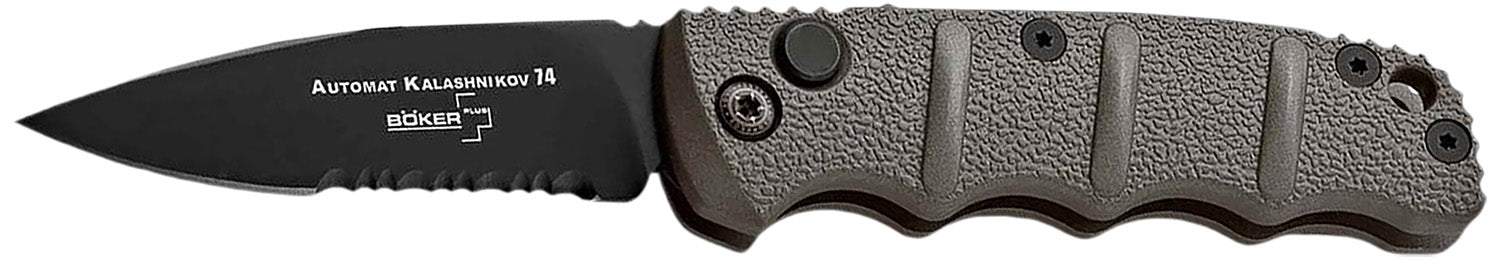 Boker Plus Kalashnikov 01KALS96 2.52" Drop Point D2 Black Blade Gray Aluminum Handle Folder