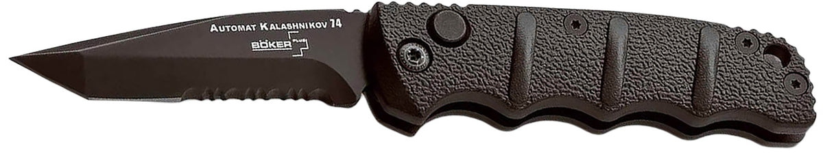 Boker Plus Kalashnikov 01KALS98 2.52" Tanto D2 Blade Black Aluminum Handle Compact Pocket Knife