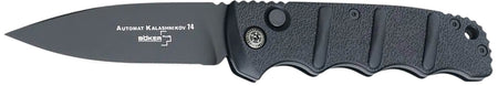 Boker Plus Kalashnikov 01KALS99 3.35" D2 Plain Blade Black Aluminum Handle Push Button Auto Folder
