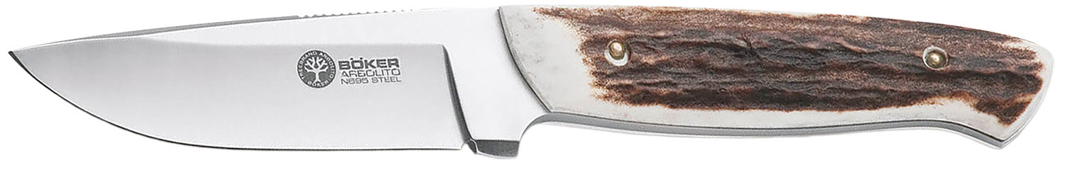 Boker 02BA319H Stag Hunter 3.50" Drop Point N695 Stainless Blade Rugged Stag Handle Hunting Knife